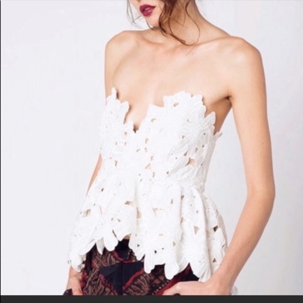 Stone Fox White Lace Peplum Shirt